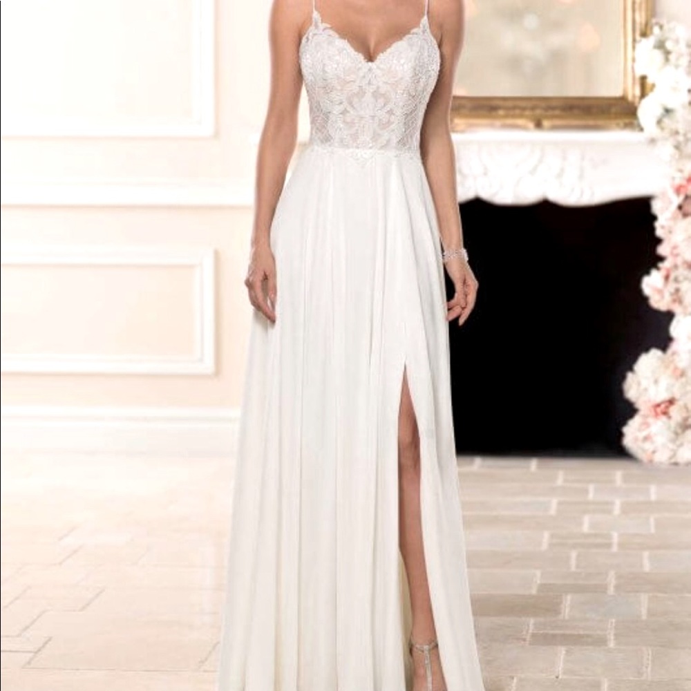 Stella York chiffon beaded bodice wedding dress